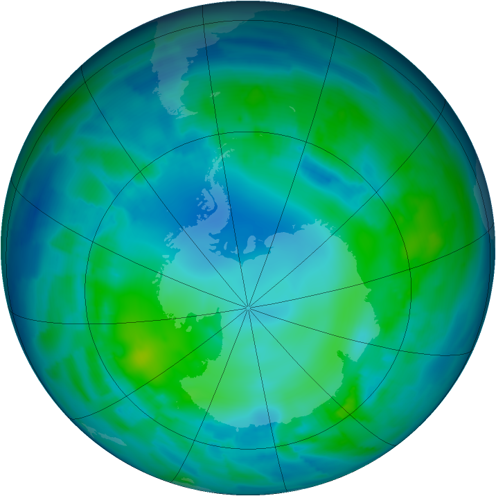 Antarctic ozone map for 04 May 2012